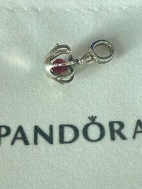 PANDORA Regal Crown Dangle Charm Pink Crystal Pendant S925 sterling silver gift